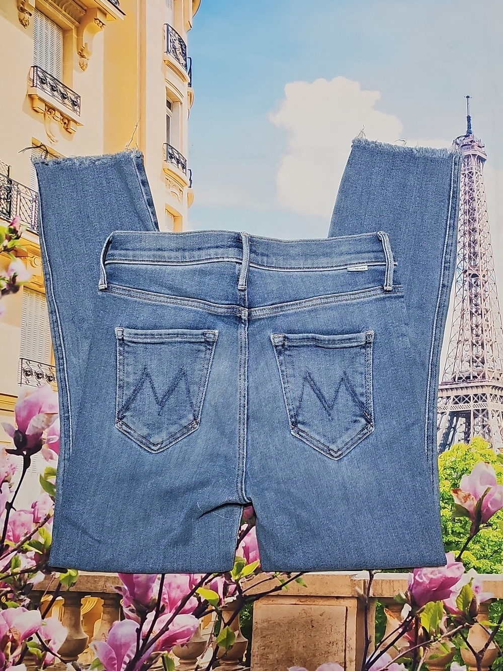 Mother High Waisted Raw Hem Blue Jeans Size 25 - Picture 9 of 9